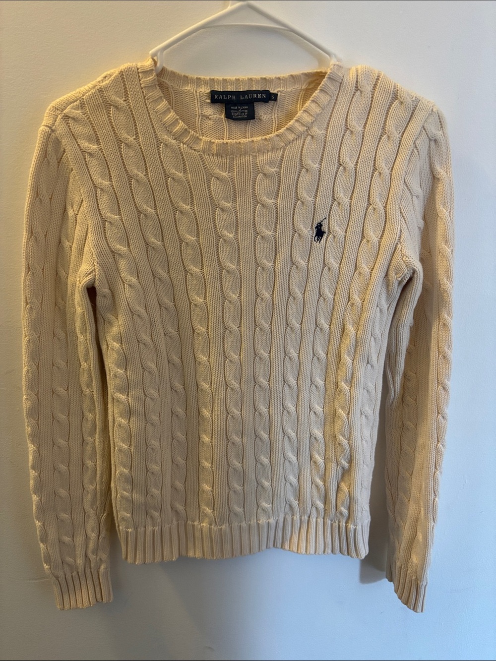 Ralph Lauren Cream Cable-Knit Crew Sweater